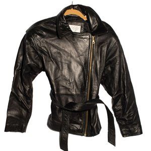 Lord & Taylor Vintage Black Leather Bomber Jacket Size S